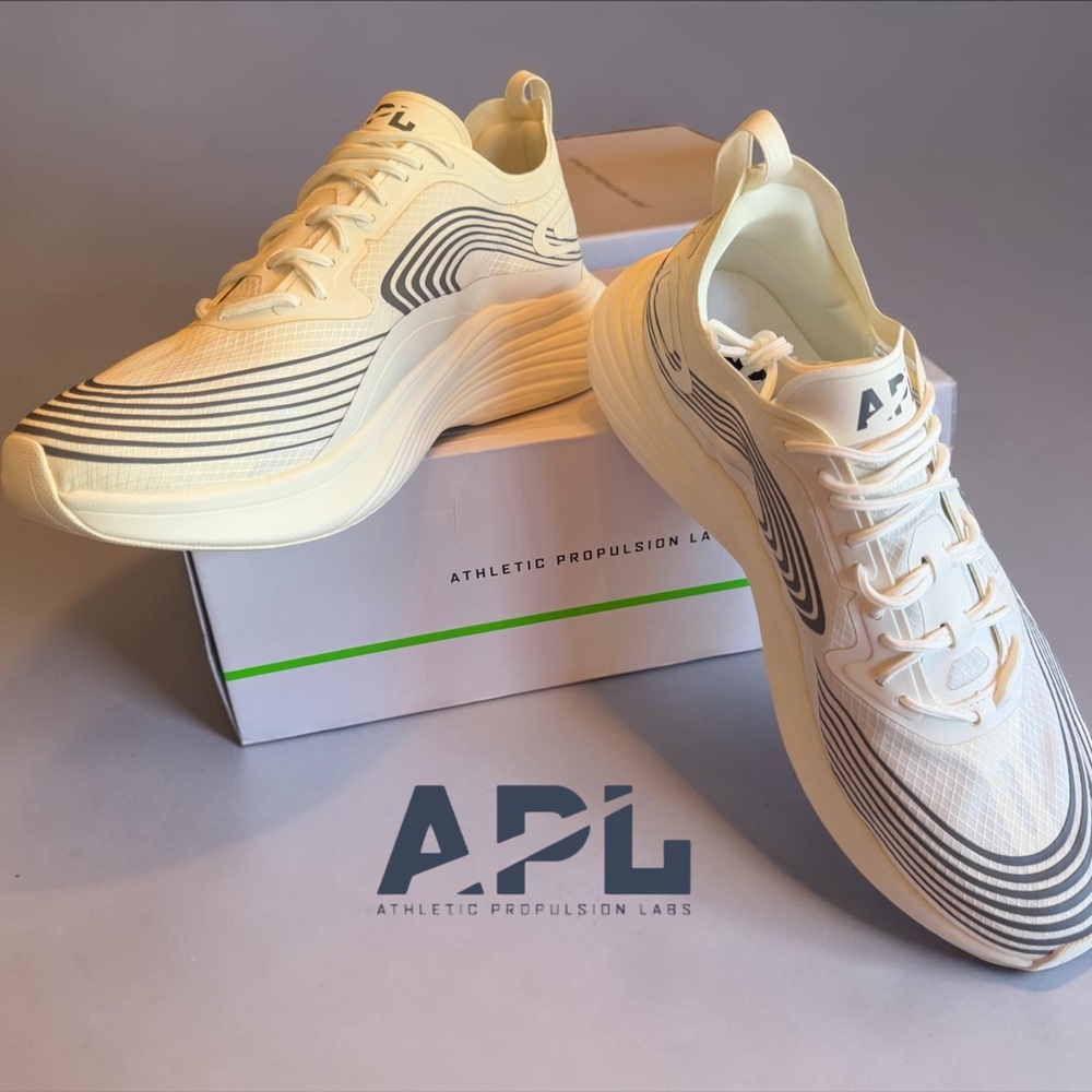 APL ivory and smoke Athletic Sneakers with Black Wave Accents. BRAND NEW INBOX!